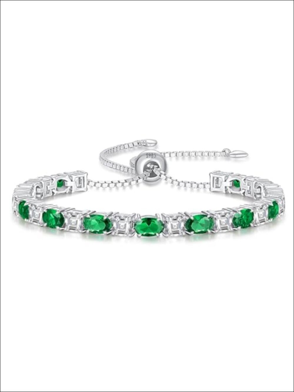 Sterling Silver Birthstone Tennis Bracelet Adjustable 6-9 In